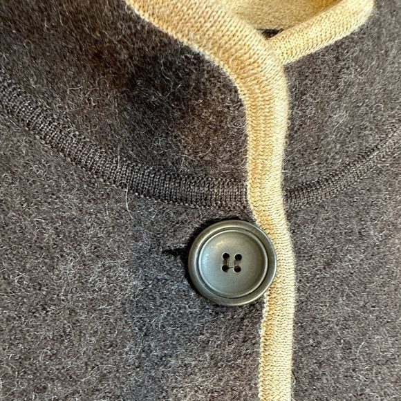 Liz Claiborne 100% Wool Brown Long Sleeve Knee Length Knit Sweater Cardigan S - Picture 6 of 11